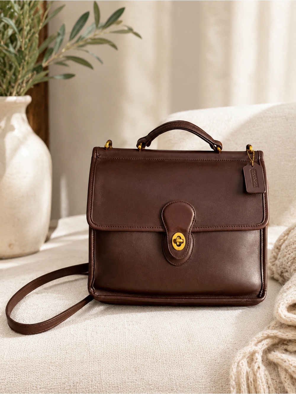 Vintage Coach Legacy Leather Briefcase Crossbody Bag Brown F7U-9927 - Picture 1 of 16